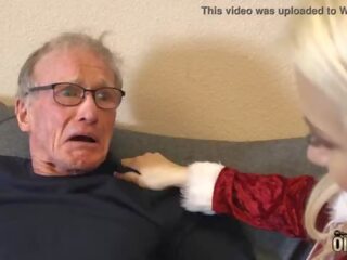 70 year old man fucks 18 year old mademoiselle she swallows all his cum