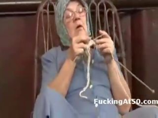 Sensational to trot granny fingers herself and gives soaking wet blowjob